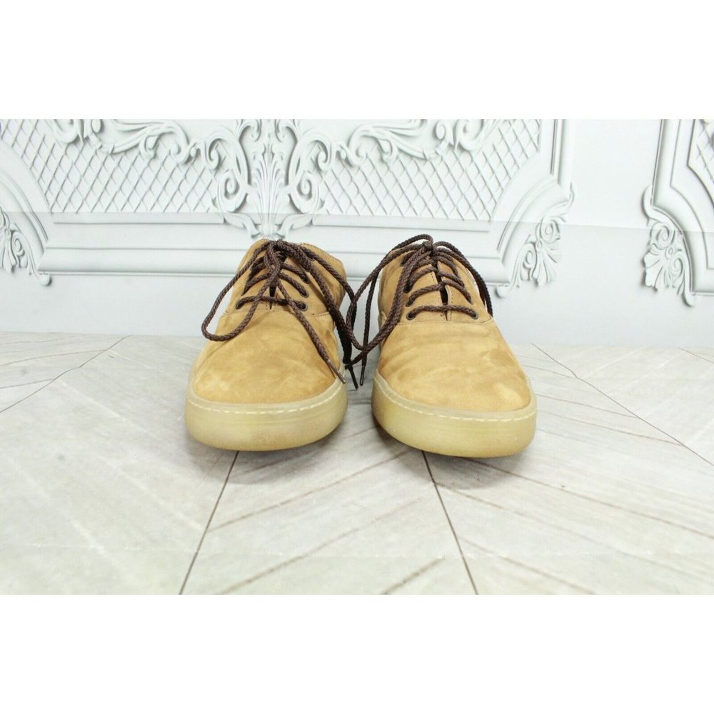 Salvatore Ferragamo Tan Suede Lace Up Low Top Rubber Sole Sneakers 8 B - Picture 4 of 9